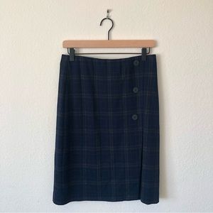 J.JILL Navy and Gold Gingham Plaid Pencil Skirt – Women's XSP